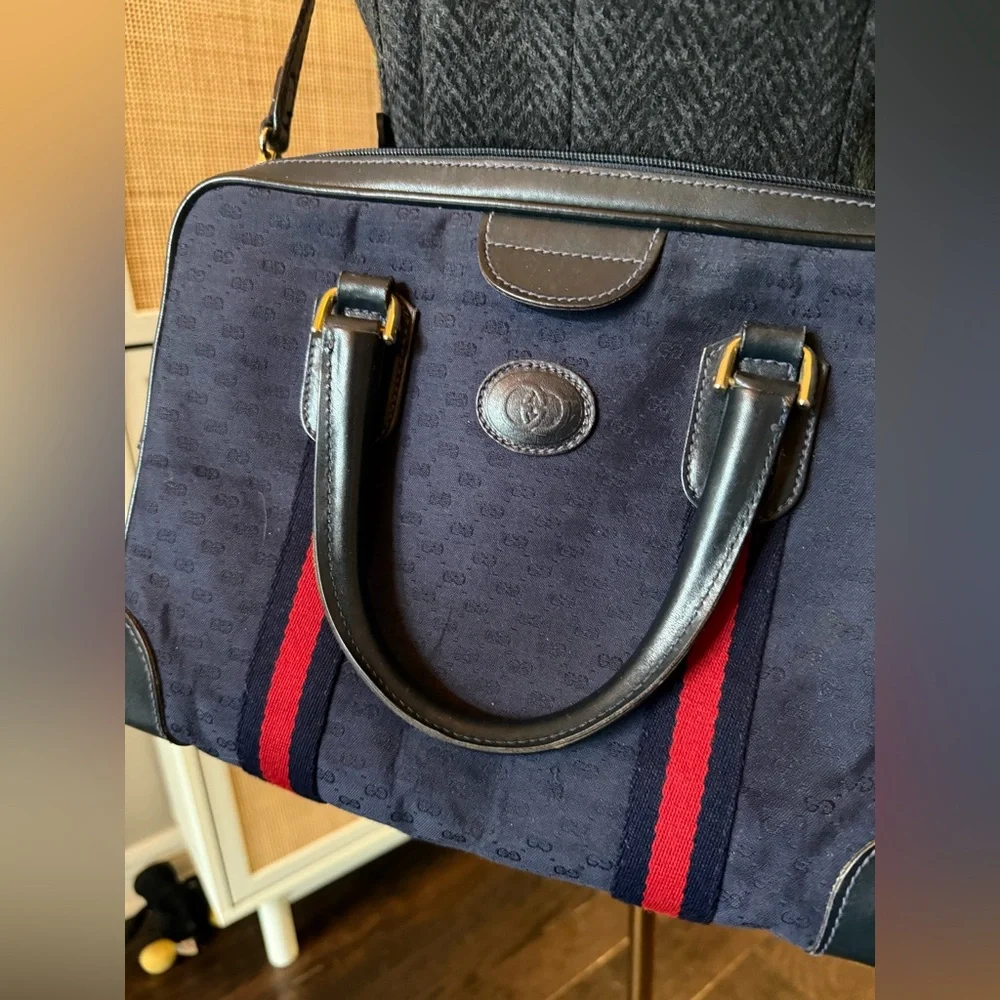 Gucci GG Monogram Supreme Sherry Web Ophidia Boston Doctor Satchel Bag Vintage - Picture 8 of 16